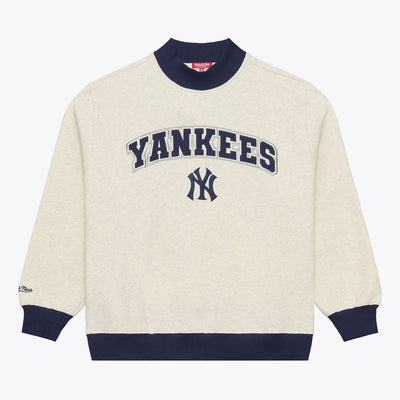 Mitchell & Ness Women's New York Yankees Oatmeal Mock Neck Sweatshirt