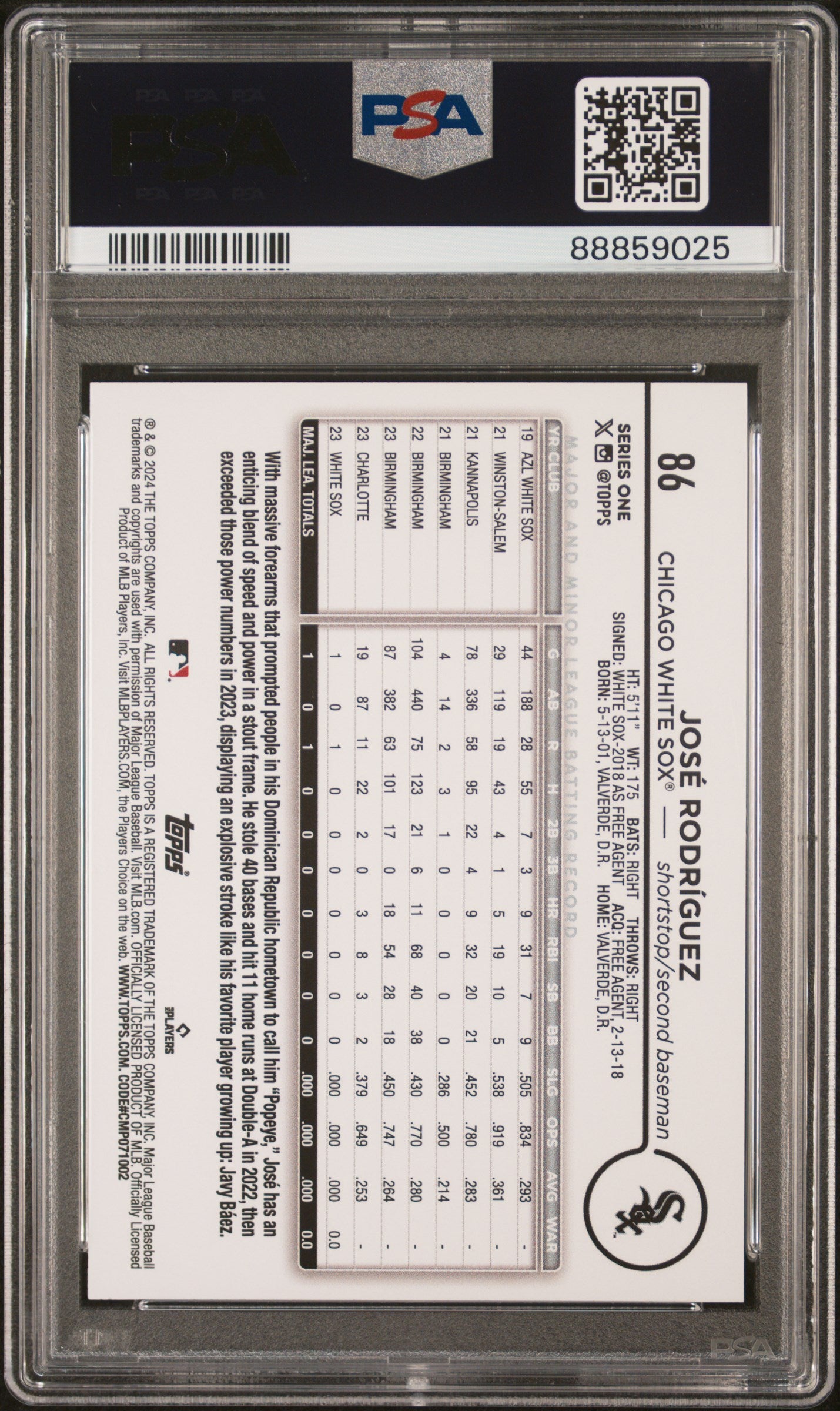 2024 Topps Gold Foil Jose Rodriguez #86 RC PSA 10