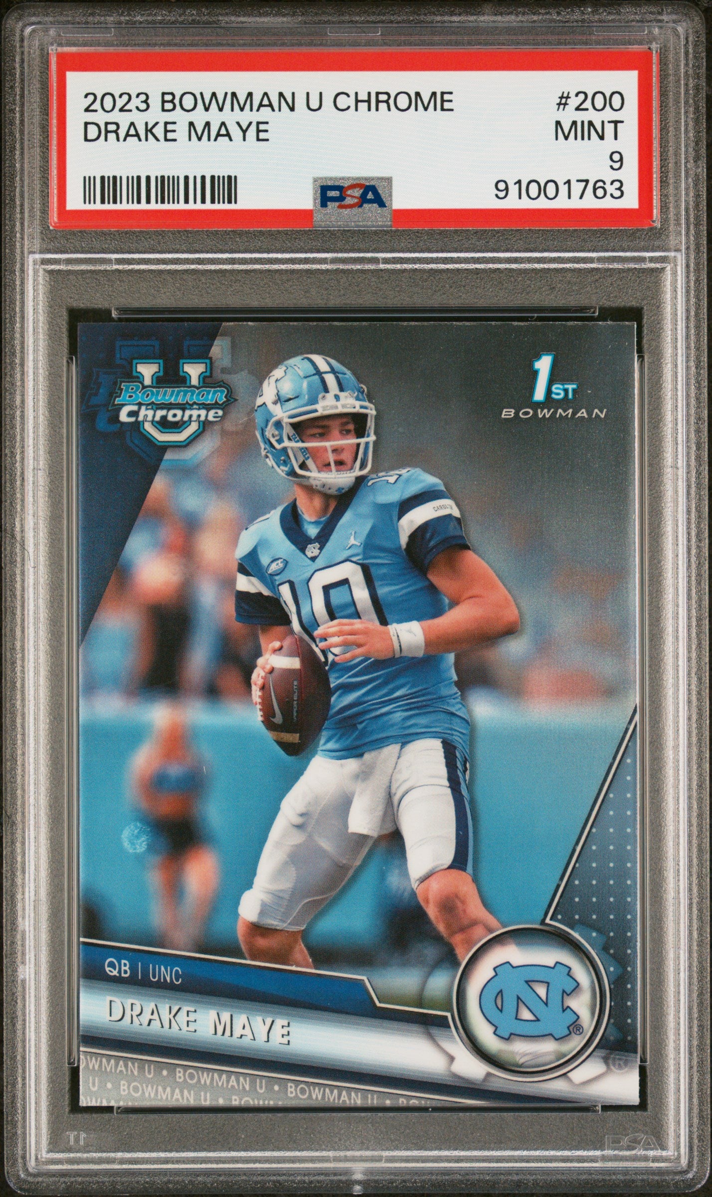 2023 Bowman Chrome University #200 Drake Maye PSA 9