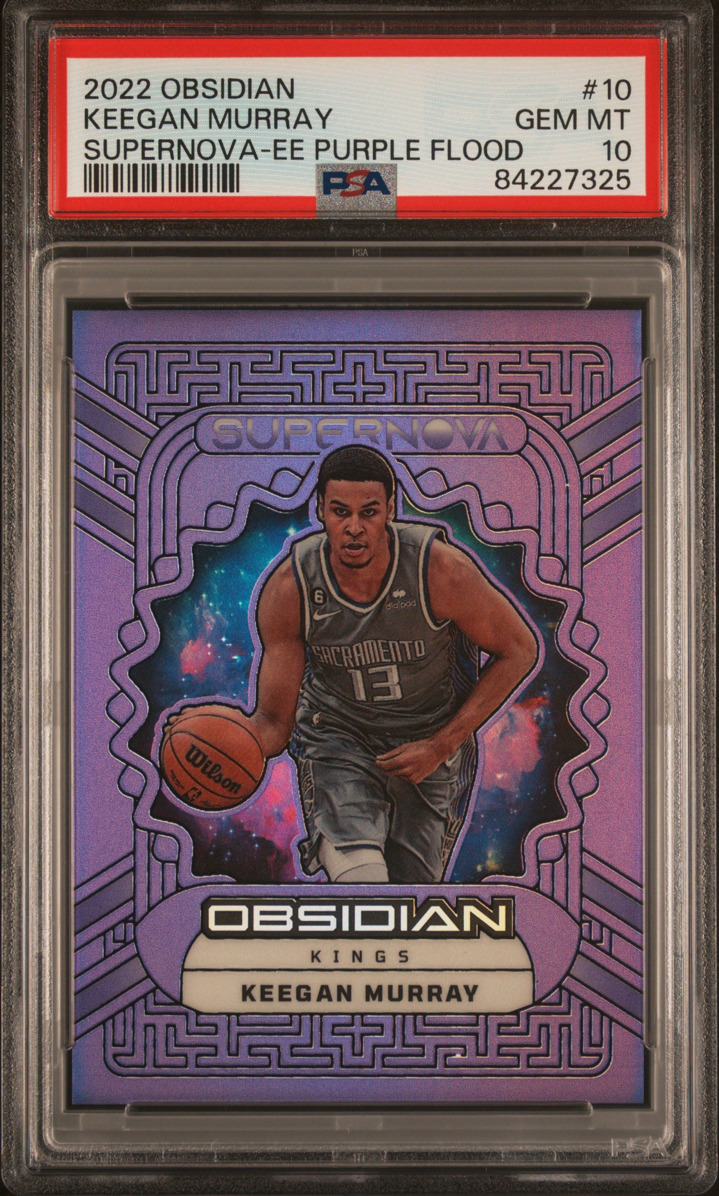 2022 Panini Obsidian Supernova #10 Keegan Murray Electric Etch Purple Flood PSA 10