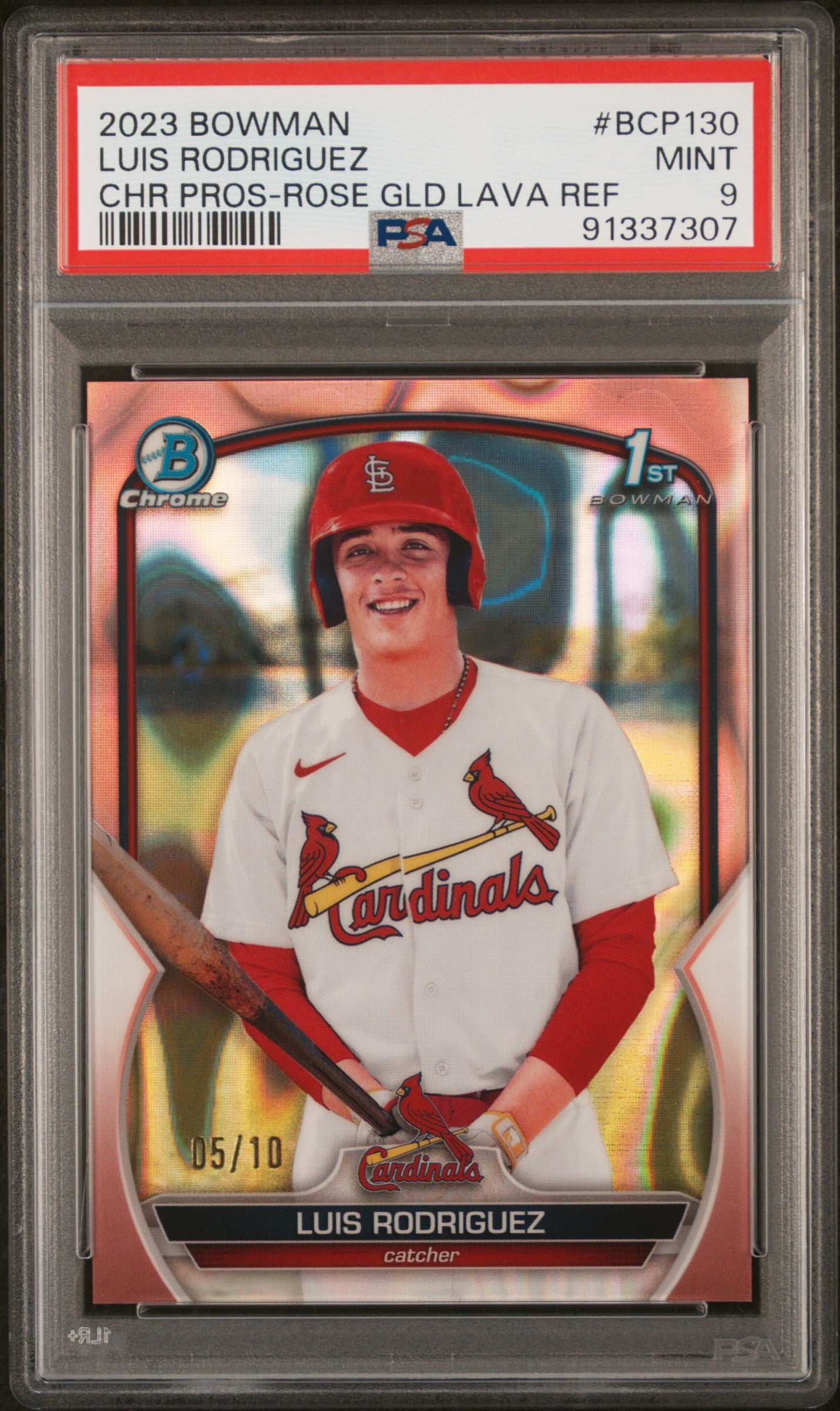 2023 Bowman Chrome Prospects Gold Lava Luis Rodriguez #BCP130 /10 PSA 9