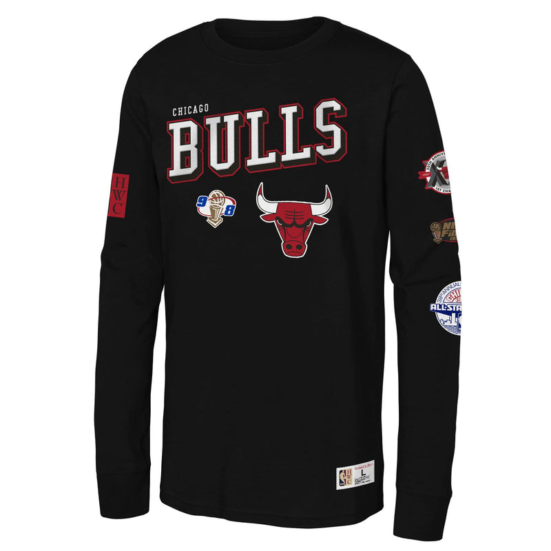 Chicago Bulls Mitchell & Ness Youth Hardwood Classics Training Camp Long Sleeve T-Shirt - Black