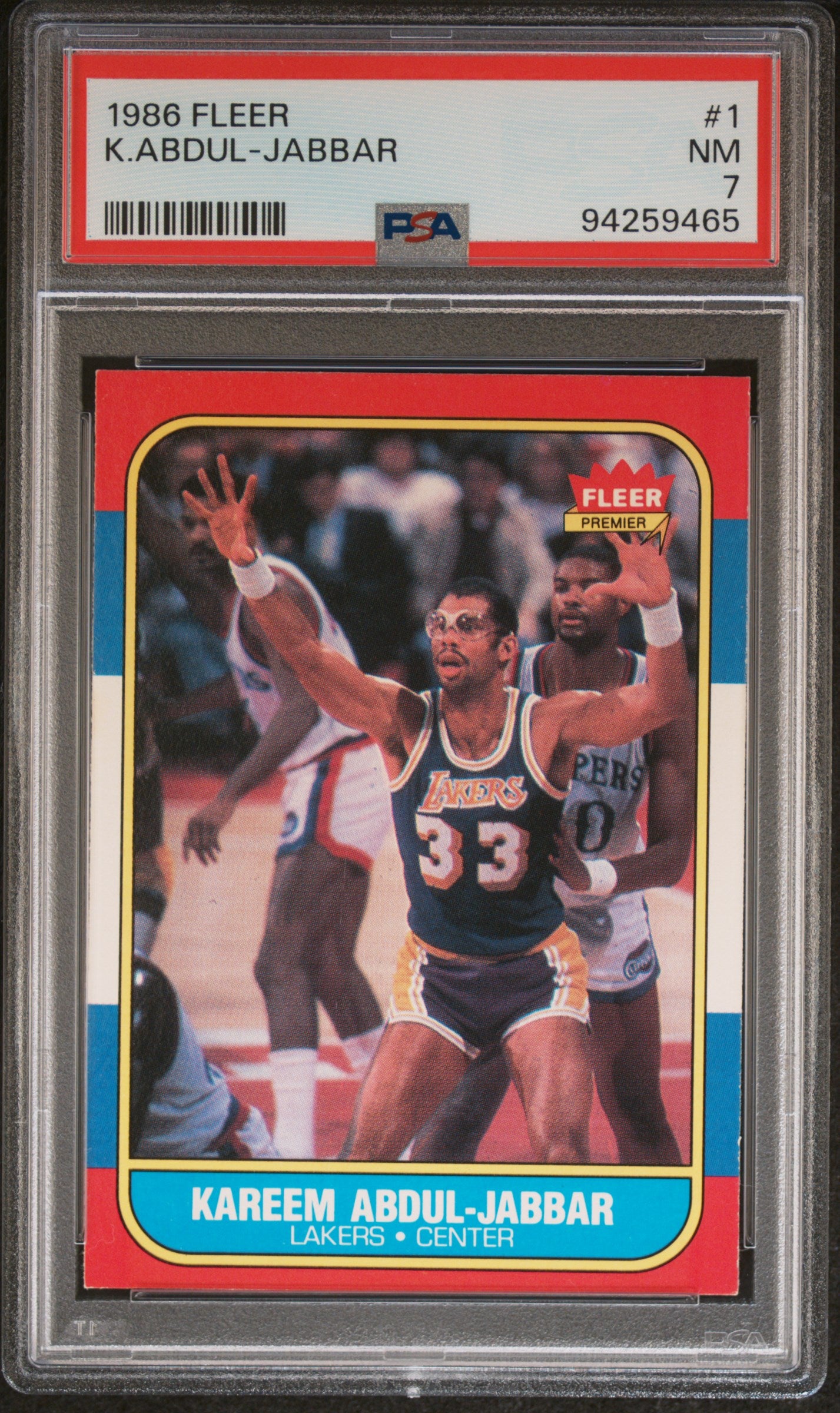 1986 Fleer Kareem Abdul-Jabbar #1 PSA 7