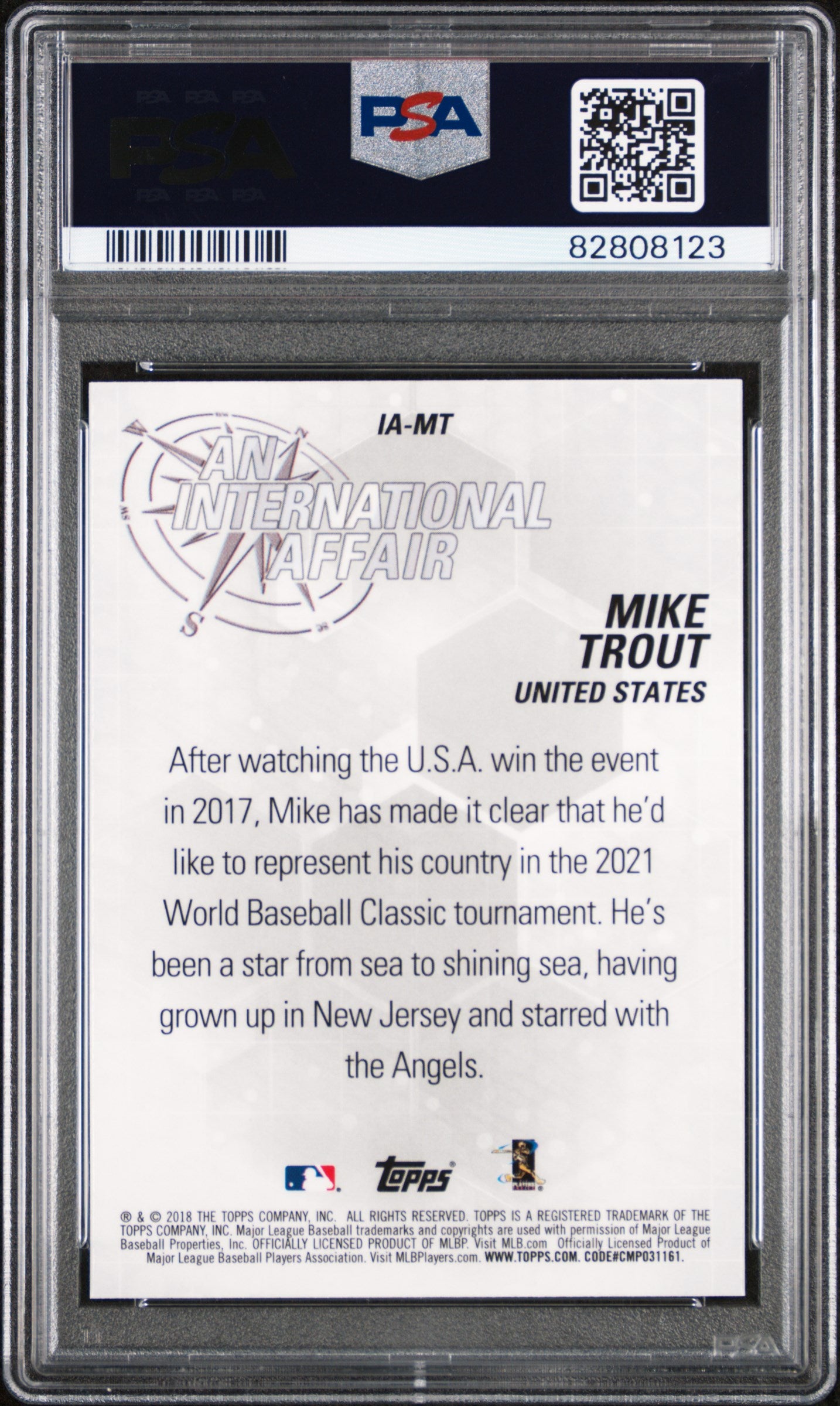 2018 Topps Chrome Update An International Affair Mike Trout #IAMT PSA 10