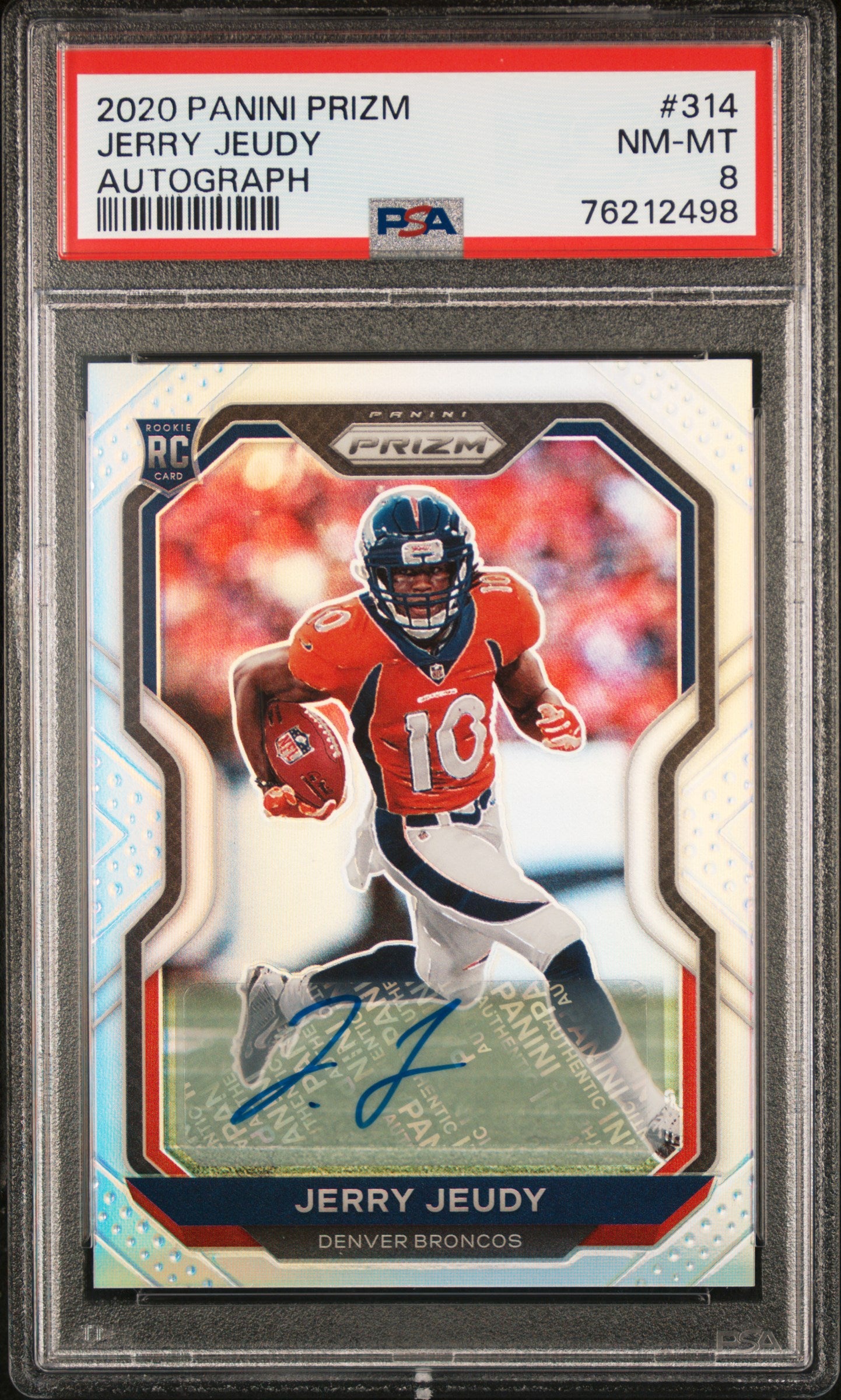 2020 Panini Prizm Jerry Jeudy #314 RC Auto PSA 8