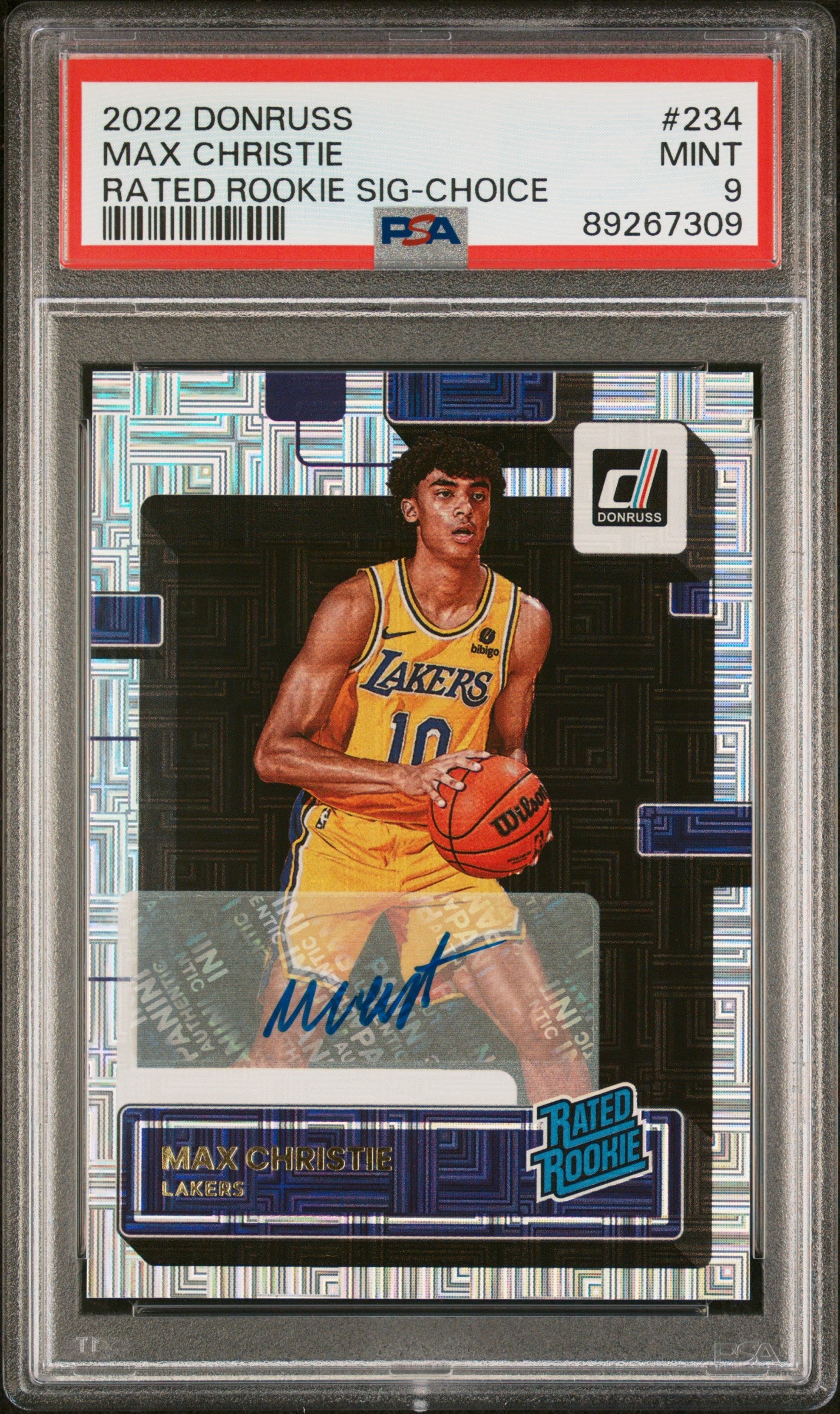 2022 Donruss Rated Rookies #234 Max Christie Signatures Choice PSA 9