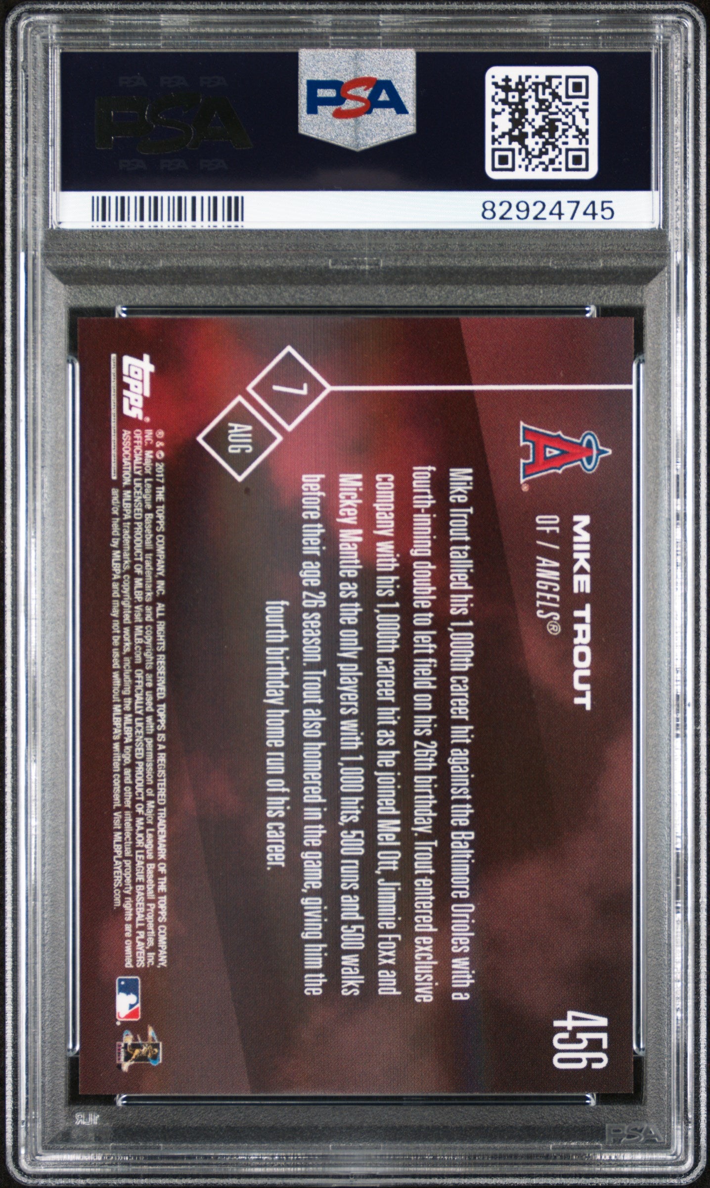 2017 Topps Now #456 Mike Trout /2358 PSA 10