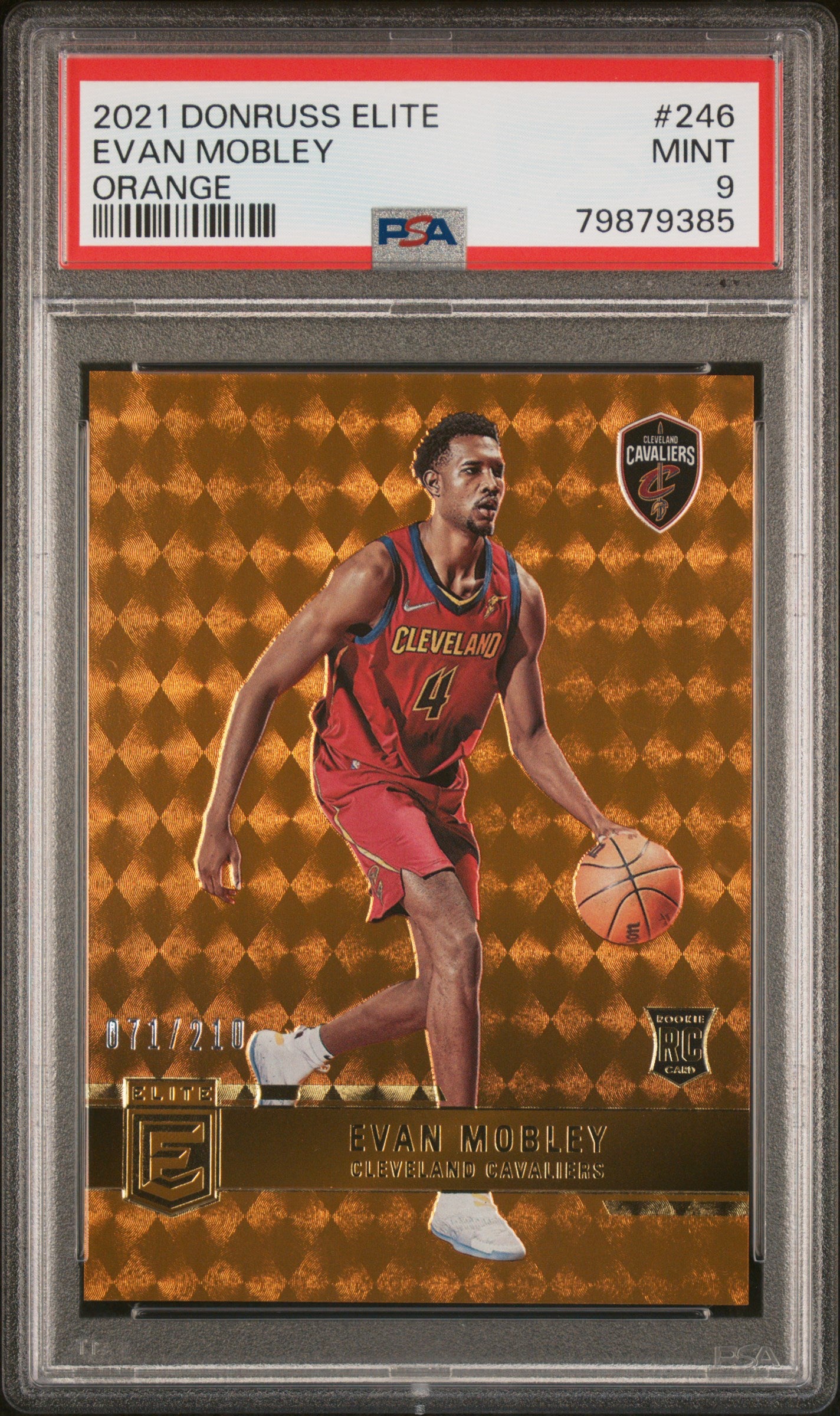 2021 Donruss Elite Orange Evan Mobley #246 RC /210 PSA 9